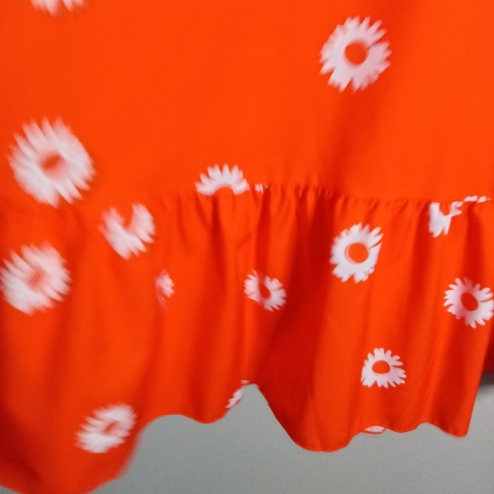SHEIN Orange Daisy Tank Dress Spaghetti Straps Ruffled Hem Small - Picture 5 of 12